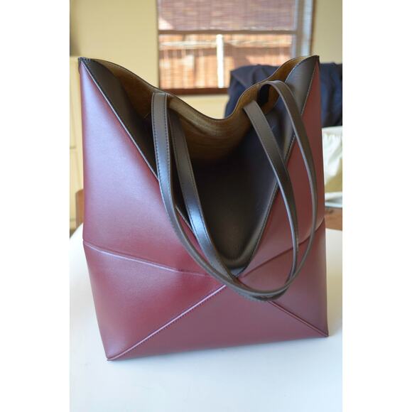 Loewe Puzzle Fold Tote Crimson/Dark Bordeaux Bag Women - Picture 2 of 12